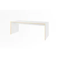 müller möbelwerkstätten bridge one banc/table d'appoint - cpl blanc avec bord en contreplaqué de bouleau