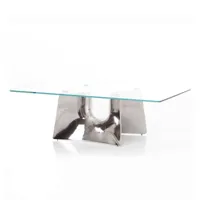 table basse carrée en cristal et aluminium bentz 130 de jeff miller