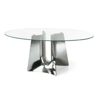 table ronde en cristal et aluminium bentz 180 par jeff miller