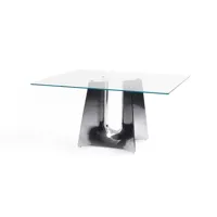 table carrée en cristal et aluminium bentz 140 par jeff miller