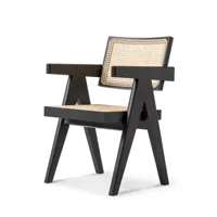 chaise de bureau en bois et paille de vienne capitol complex hommage à pierre jeanneret, conçu par cassina