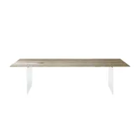 table avec plateau en bois massif de noyer gris sospeso