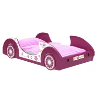 lit enfant voiture rose "butterfly"" 90x200cm avec sommier"