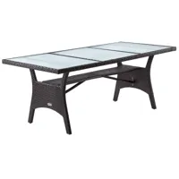 table de jardin polyrotin takeo marron 190x90x74cm verre