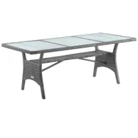 table de jardin polyrotin takeo gris 190x90x74cm verre