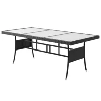 table de jardin polyrotin noire 190x90x75cm