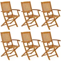 set de 6 chaises de jardin boston en bois d’acacia pliable