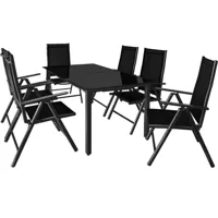 table et chaises de jardin bern noir en alu 7pcs
