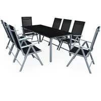 table et chaises de jardin bern argent noir 9pcs