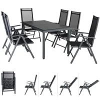 table et chaises de jardin bern noir anthracite 7pcs