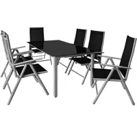 table et chaises de jardin bern gris en alu 7pcs