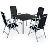 table et chaises de jardin bern noir gris en alu 5pcs