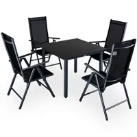 table et chaises de jardin bern noir en alu 5pcs