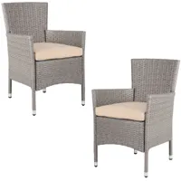 set de 2 chaises de jardin en polyrotin crème/beige