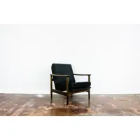 fauteuil lounge, noir, années 1960, mcm