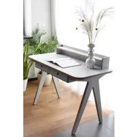 nuki first plus desk gris avec tiroirs en contreplaqué de bouleau stratifié blanc la plus haute qualité