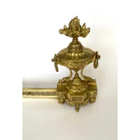 xixème barre de cheminée/foyer en laiton doré, chenet cheminée antique français, style louis xvi époque napoléon iii