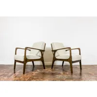 paire de grands fauteuils blancs du milieu siècle 1960