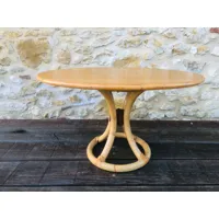 table basse, ovale, bois, bambou vers les années 60