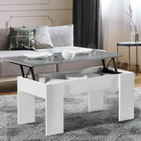 table de salon avec plateau relevable blanche et grise