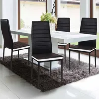 chaises de salle à manger noires avec bandeau blanc