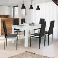 chaises de salle à manger noires et blanches avec strass