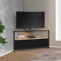 meuble tv 100 cm d'angle boston avec placard noir design industriel