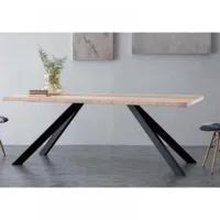 table repas bio metal en bois massif piétement en métal noir.