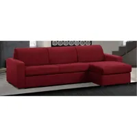 canapé d'angle réversible express master couchage 120 cm matelas 18cm tweed rouge