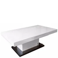 table basse relevable extensible setup blanc brillant socle acier brossé