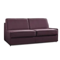 canapé lit compact 3 places arpegio ouverture express 140 cm cuir violet sommier lattes renatonisi matelas bultex