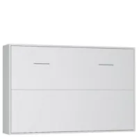 armoire lit horizontale escamotable strada-v2 blanc mat couchage 140*200 cm.