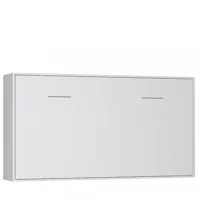 armoire lit horizontale escamotable strada-v2 blanc mat couchage 90*200 cm.