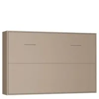 armoire lit horizontale escamotable strada-v2 taupe mat couchage 140*200 cm.