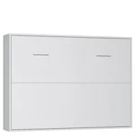 armoire lit horizontale escamotable strada-v2 blanc mat couchage 160*200 cm.