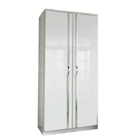 armoire penderie kroos 2 portes laquées blanc brillant