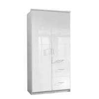 armoire cooper 2 portes 3 tiroirs largeur 91 laqué blanc