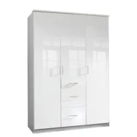armoire cooper 3 portes  3 tiroirs largeur 135 laqué blanc