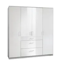 armoire cooper 4 portes 3 tiroirs largeur 179 laqué blanc / blanc