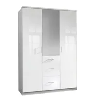 armoire cooper 3 portes 3 tiroirs largeur 135 laquée blanc