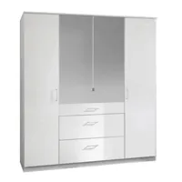 armoire cooper 4 portes 3 tiroirs largeur 179 cm laqué blanc