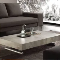 table basse relevable extensible block design ciment aspect vieilli