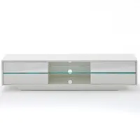 meuble tv design bosco 4 tiroirs finition laqée blanc brillant éclairage led intégré