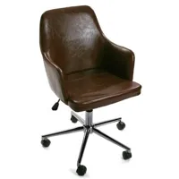 fauteuil de bureau réglable alice en revêtement polyuréthane marron vintage