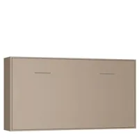 armoire lit horizontale escamotable strada-v2 taupe mat couchage 90*200 cm.