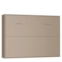 armoire lit horizontale escamotable strada-v2 taupe mat couchage 160*200 cm.