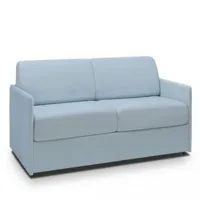canapé lit express colosse couchage 140 cm matelas épaisseur 22 cm à mémoire de forme velours bleu pastel