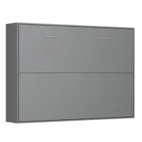 armoire lit horizontale escamotable strada-v2 gris graphite mat couchage 140*200 cm.