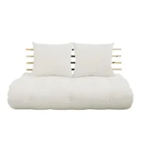 canapé lit futon shin sano naturel et pin massif couchage 140*200 cm.