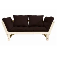 banquette méridienne futon beat pin naturel tissu brown couchage 75*200 cm.